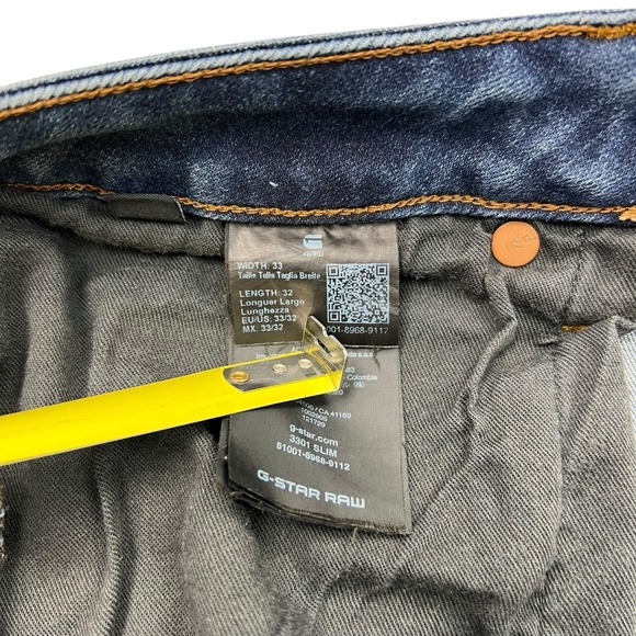G-Star Raw 3301 Slim Jeans Mens Size 33x32‎ Blue Denim Stretch - Picture 8 of 8